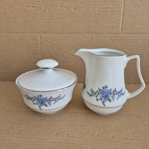 Vintage Henneberg GDR Porcelain Creamer & Sugar Bowl Set Floral Pattern
